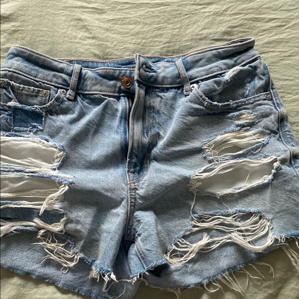 American Eagle Outfitters Blue Distressed Jean Shorts